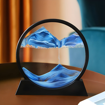 TheTaurusThreads 3D Flowing Sandscape Frame | Modern Home & Desk Decoration | Decorative Showpiece  -  18 cm(Plastic, Blue)