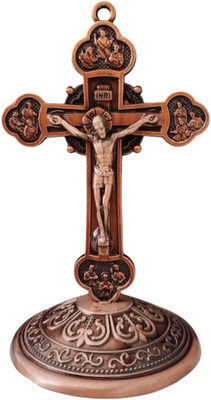 The Men Gift Christian Jesus Cross Car Office Study Table Twelve Apostles Decorative Showpiece  -  9 cm(Metal, Copper)