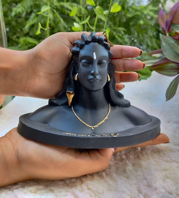 Anu Sowpiece Adiyogi Shiva Statue Mahadev God Idol Murti for Home, Table and Car Dashboard Decorative Showpiece  -  5 cm(Polyresin, Black)