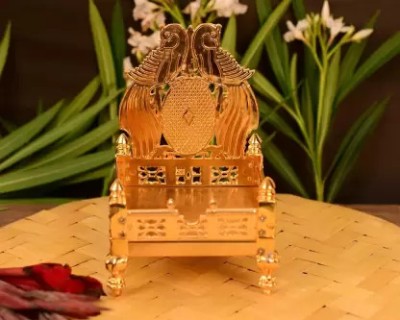 eWorld Medium, Golden, 1 Piece Aluminium Pooja Chowki (Gold, Pack of 1) Decorative Showpiece  -  6.5 cm(Gold Plated, Gold)