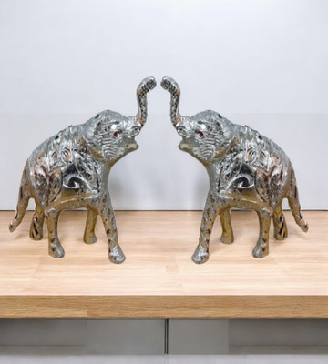 Sigaram Sigaram 4.5 Inch Metal Elephant For Home Pooja Decore K4436 Decorative Showpiece  -  11.5 cm(Metal, Silver)