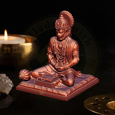 BLADESMITH Bajrangbali Hanuman ji Idol Statue murti Car Dashboard Home Decoration - Copper Decorative Showpiece - 12 cm(Resin, Copper)