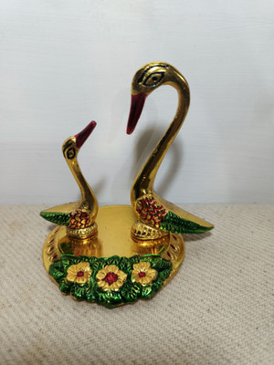 RS HANDICRAFTS Ganesh Idol Diya Oil Lamp Deepak Diwali Special Decorative Showpiece  -  7 cm(Aluminium, Gold)