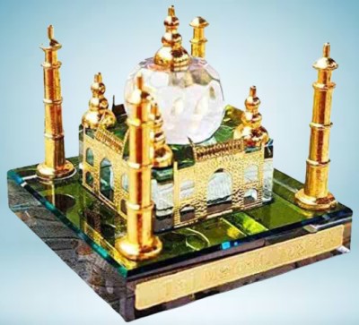 Ishu handi artistic Crystal Taj Mahal statueDecorative showpiece Gift symbol of LOVE Decorative Showpiece  -  8 cm(Glass, Multicolor)