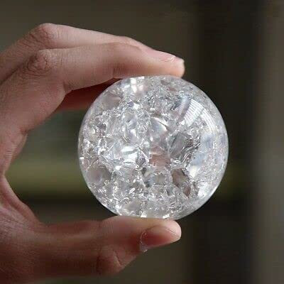 ASTROTALKS Ice Cracked Crystal Glass Fountain Ball, Clear - (Pack of 1) Decorative Showpiece  -  5 cm(Crystal, Clear)