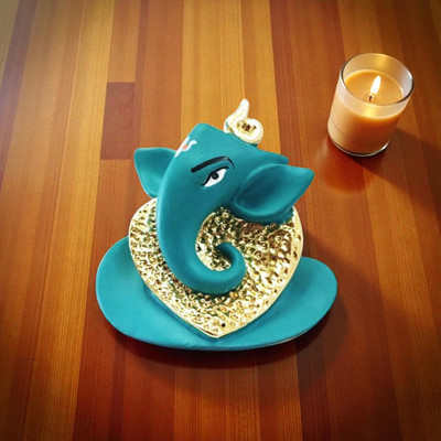 Mind Circus Blue Ganeshji Decorative Showpiece  -  8.5 cm(Resin, Blue)