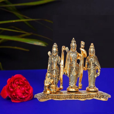 Kitlyn Brass Ram Darbar (Rama,Sita,Laxman,Hanuman) Murti Idol Statue Sculpture Decorative Showpiece  -  12 cm(Brass, Gold)