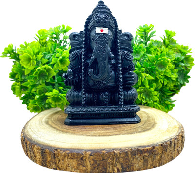 Om Spiritual Shop Karungali Karpaga Vinayagar Statue | Karungali Wood Powder + Resin Ganesh Idol Decorative Showpiece  -  8 cm(Resin, Black)