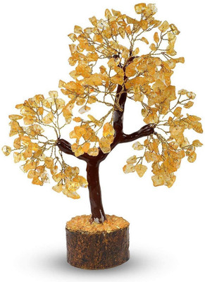 Swara Agate Citrin Stone Tree Natural Healing Stone Crystal Tree(300 Stones) Decorative Showpiece  -  30 cm(Stone, Yellow, Gold)