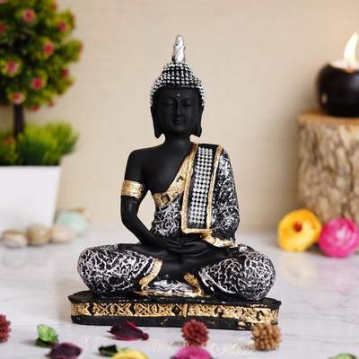 Royalbox Meditating Buddha Statue For Home Decor Idol/Showpiece Decorative Showpiece  -  17 cm(Polyresin, Silver)