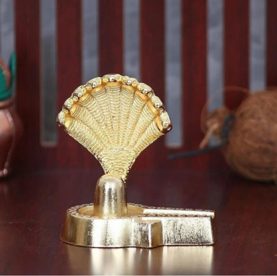 SHIVA Naga Shivling for Home & Temple | Decorative Shivling Nag Design | Gift Item Decorative Showpiece  -  15 cm(Brass, Yellow)