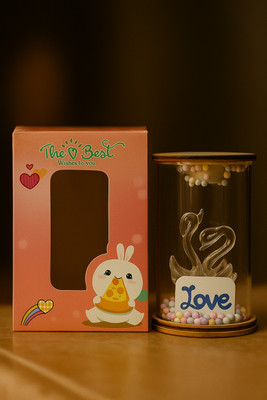 Mondal gift shop Love You LED Decorative Light Showpiece Decorative Showpiece  -  9 cm(Glass, Plastic, White)