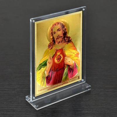 HAWAI Gold Plated Jesus Christ Photo with Acrylic Frame(8x5.8 in) Religious Frame