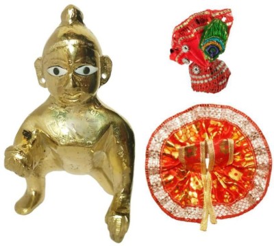 DvR ClicK Laddu Gopal Brass Idol Decorative Showpiece  -  8 cm(Brass, Multicolor)