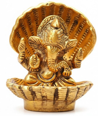 WearCraftJPR Ganesh Idol 1110 lord Ganesha Decorative Showpiece  -  11 cm(Metal, Gold)