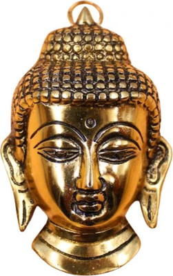 Patwari Arts Golden Buddha Face Wall Hanging for Home Decor and Buddhist Gifts. Decorative Showpiece  -  12 cm(Metal, Gold)