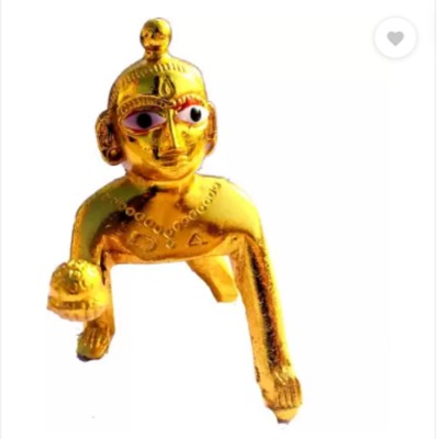 ML Enterprises Brass Laddu Gopal Baby Krishna Bal Gopal Murti Small Pure Brass Idol/Petal Murti Decorative Showpiece  -  5 cm(Brass, Gold)