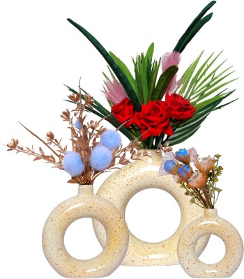 Flipkart Perfect Homes Matte Finish Donut Flower pot Circular Shaped Flower Pot Only Pot Pack Decorative Showpiece  -  3 cm(Polyresin, Multicolor)