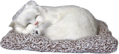 Xydrozen Sleeping Cat Stuffed Toy with Meow Sound Decorative Showpiece  -  5 cm(Fabric, White)