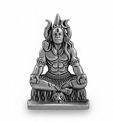 Elanora Jewels Lord Shiva Idol for Car Dashboard | Two Sided Mahadev Murti in Meditation Pose Decorative Showpiece  -  6 cm(Brass, Grey)