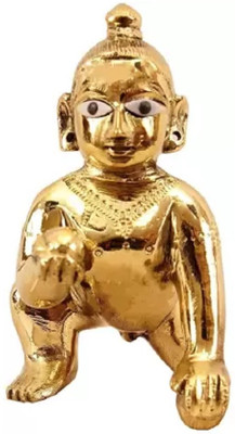 Rci Handicrafts Brass God Bless Laddu Gopal 1 No Kanha ji Murti Laddu Gopal statue for pooja Decorative Showpiece  -  6.5 cm(Brass, Metal, Gold)