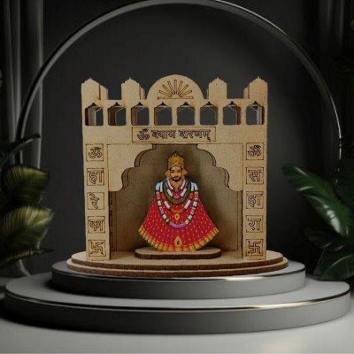 TheLaserArt Shree Khatu Shyam Ji Traditional Indian Home Decor & Puja Room Decorative Showpiece  -  9 cm(Wood, Beige)