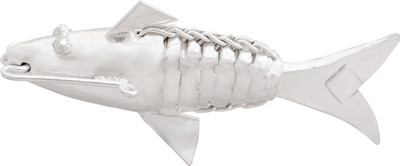 KMJ Pure Silver Fish/ Machli for Astrological and Lal Kitab Remedy (wt. 13-14 grams) Decorative Showpiece  -  3 cm(Silver, White)