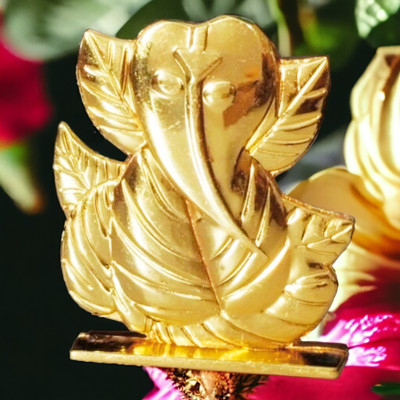 Shiv Jagdamba Religious Lord Shri Ganesh for Car Accessories for Dash Board Decorative Showpiece  -  5 cm(Metal, Gold)