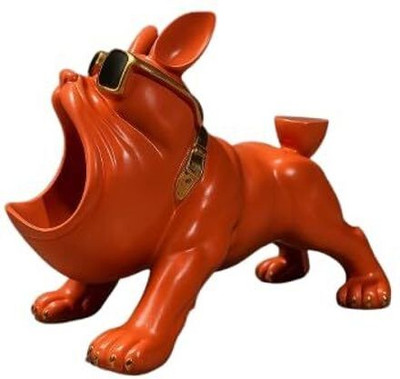 Artmagic Bulldog Shaped Decorative Showpiece with Sunglasses Decorative Showpiece  -  30 cm(Resin, Red)