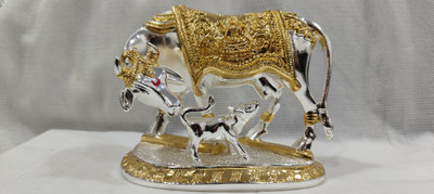 statue manufacturer Best Gold Plated Kamdhenu Cow Small Decorative Showpiece  -  10 cm(Gold Plated, Silver, Gold)