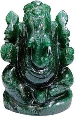 Crystal Divine Green Jade Crystal Pocket Ganesha Idol For home decor Items & Decorative Items Decorative Showpiece  -  3.3 cm(Crystal, Dark Green)