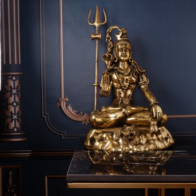jy Lord Shankar God Idol | Brass | Yellow Colour - 46 cm Decorative Showpiece  -  46 cm(Brass, Yellow)