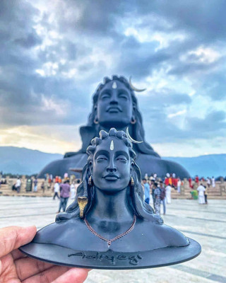 SBBCO Divine Edge Adiyogi Shiv Ji Statue For Pooja Room & Car Dashboard Decorative Showpiece  -  13.21 cm(Polyresin, Black)