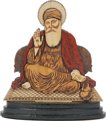 Bismaadh Guru Nanak Dev Ji Wooden Photo Frame Specially Use for Car-Dashboard Decorative Showpiece  -  8.5 cm(Wood, Brown)