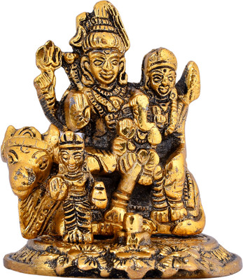 RUHVANA Lord Shiva Family Sitting on Nandi Idol (Golden Finish) Decorative Showpiece  -  10.16 cm(Aluminium, Gold)