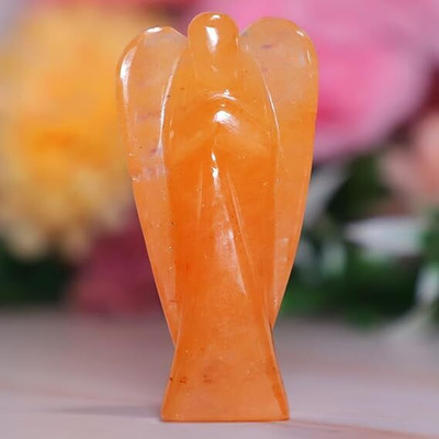 Crystal Divine Citrine Crystal Angel Figurines Statues For Home Decor Item & Decorative Item Decorative Showpiece  -  14 cm(Crystal, Yellow)