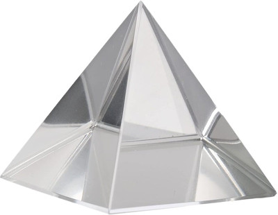 Tej Gifts Plain Clear Crystal Pyramid for Positive Energy for Meditation Gift Item Decorative Showpiece  -  4 cm(Glass, Clear)
