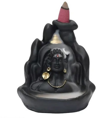 Thevayustore ADIYOGI smoke fountain at home Backflow Decorative Showpiece With 31 Cones Decorative Showpiece  -  10 cm(Polyresin, Black)