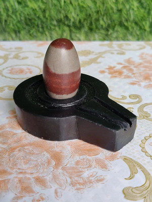 AKNaturals Original Small Narmada Shivling / Natural Narmadeshwar Shivling For Home Decorative Showpiece  -  4 cm(Stone, Black)