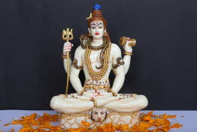 Antiques Nirmala lord shiva idol Decorative Showpiece  -  20 cm(Marble, Multicolor, White)