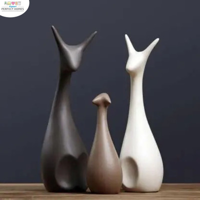 Flipkart Perfect Homes Lucky Deer Statue Family Piano Finish Ceramic Figures Deer Couple showpiece Decorative Showpiece  -  25 cm(Polyresin, Multicolor)