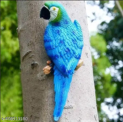 Craftpitaraa blue parrot Handmade Bird Sculpture for Home Decor, Garden Decor, Balcony Decorative Showpiece  -  27.5 cm(Resin, Blue)