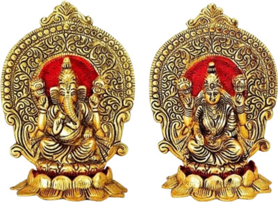 Shri Kaila Maa Art Gallery Laxmi Ganesh Gold Idol Set 17.5cm Decorative Showpiece  -  17.5 cm(Metal, Gold)