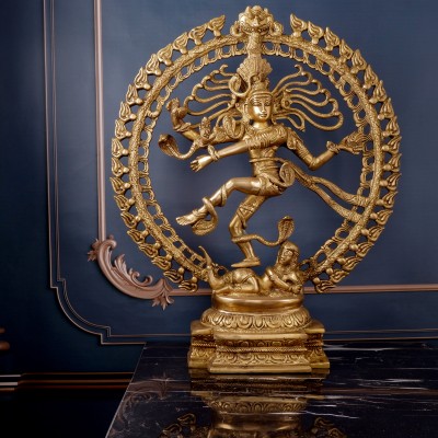 jy Natraja God Idol | Brass | Yellow Colour - 51 cm Decorative Showpiece  -  51 cm(Brass, Yellow)