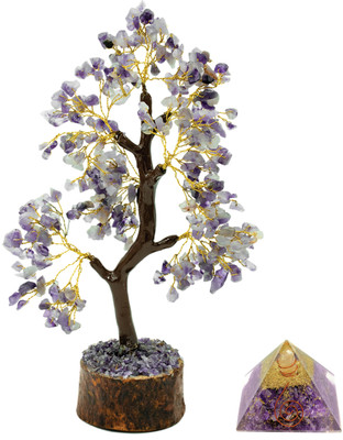 vastu vardan Amethyst Tree(300beads) with Pyramid(2inch) | for Home Décor & Vastu Decorative Showpiece  -  22 cm(Crystal, Purple)