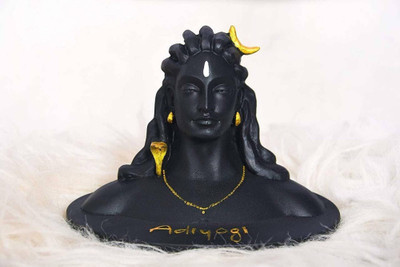 SBBCO Divine Edge Adiyogi Shiv Ji Statue For Pooja Room & Car Dashboard Decorative Showpiece  -  18.209999999999997 cm(Polyresin, Black)