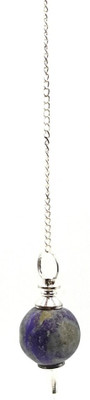 Plus Value Lapis Lazuli Stone Crystal Ball Chain Dowsing Pendulum for Reiki, Chakra, Healing, Meditation (4 Charts, Jute Bag) Decorative Showpiece  -  11 cm(Crystal, Blue)