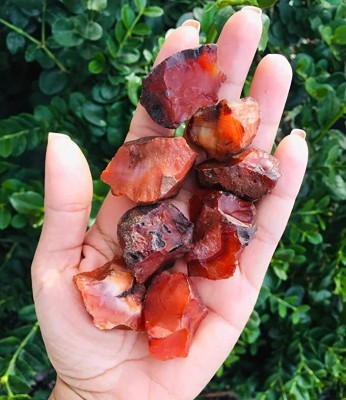 Divinity Crystals Natural Red Carnelian Raw Rough Stones. Weight : 100 to 150 Grams Approx. Decorative Showpiece  -  4 cm(Stone, Multicolor)