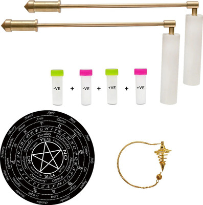 vastu-vigyan Brass Dowsing L-Rods Pair for Aura Energy Checker/ White Handle Dowsing Rods Decorative Showpiece  -  13 cm(Brass, Gold)