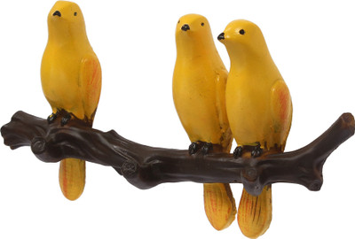 Flipkart SmartBuy 3 Yellow Birds Sitting on Tree Branch Decorative Decorative Showpiece  -  14 cm(Polyresin, Yellow, Brown)